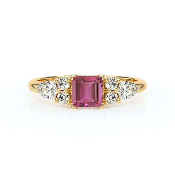 Solitaire accompagné tourmaline diamant Divine Idylle - 26