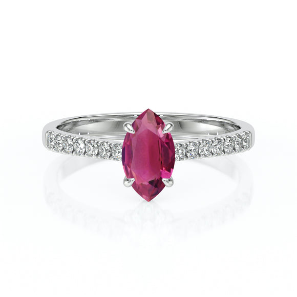 Solitaire accompagné tourmaline et diamant Divine Idylle - 6