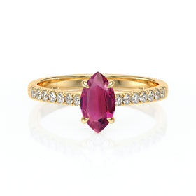Solitaire accompagné tourmaline et diamant Divine Idylle - 6