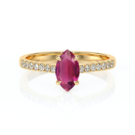 Solitaire accompagné tourmaline et diamant Divine Idylle - 6