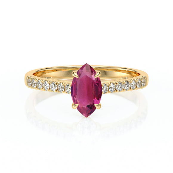 Solitaire accompagné tourmaline et diamant Divine Idylle - 6