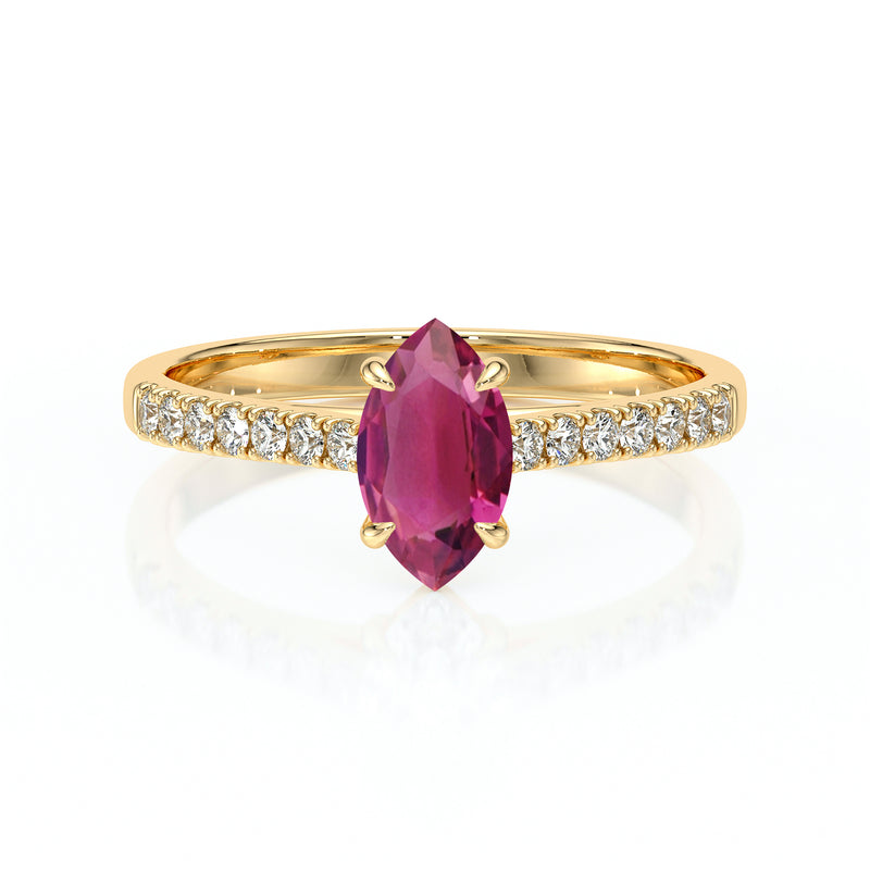 Solitaire accompagné tourmaline et diamant Divine Idylle - 6