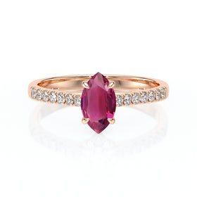 Solitaire accompagné tourmaline et diamant Divine Idylle - 6