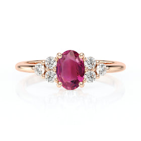 Solitaire accompagné tourmaline et diamant Divine Idylle - 7