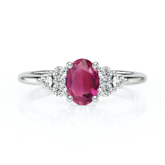 Solitaire accompagné tourmaline et diamant Divine Idylle - 7