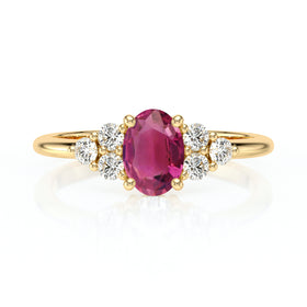 Solitaire accompagné tourmaline et diamant Divine Idylle - 7