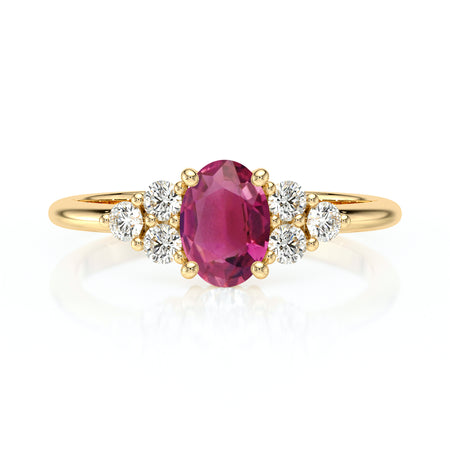 Solitaire accompagné tourmaline et diamant Divine Idylle - 7