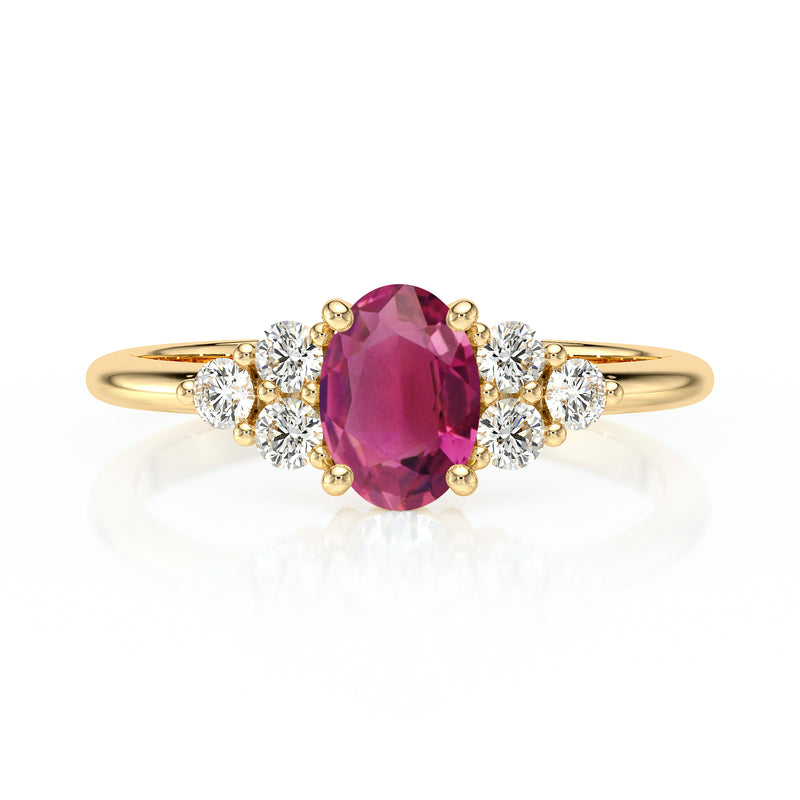 Solitaire accompagné tourmaline et diamant Divine Idylle - 7