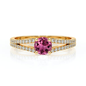 Solitaire accompagné tourmaline et diamant Divine Idylle - 8