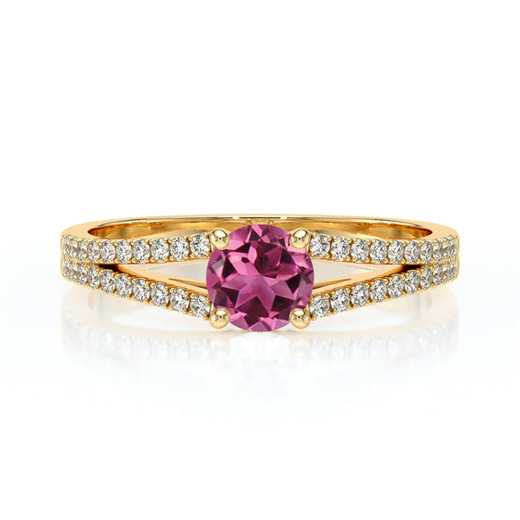 Solitaire accompagné tourmaline et diamant Divine Idylle - 8