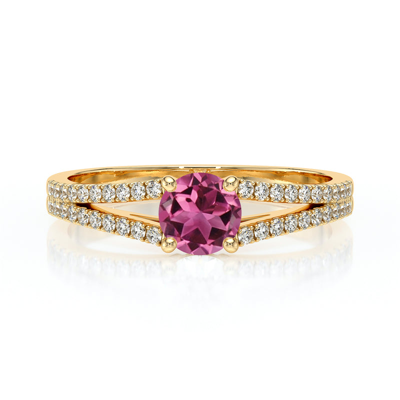 Solitaire accompagné tourmaline et diamant Divine Idylle - 8