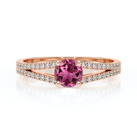 Solitaire accompagné tourmaline et diamant Divine Idylle - 8