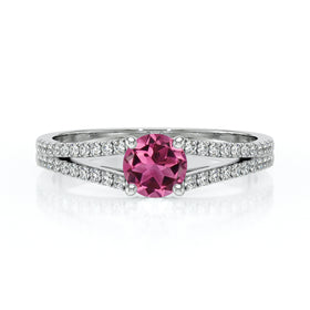 Solitaire accompagné tourmaline et diamant Divine Idylle - 8