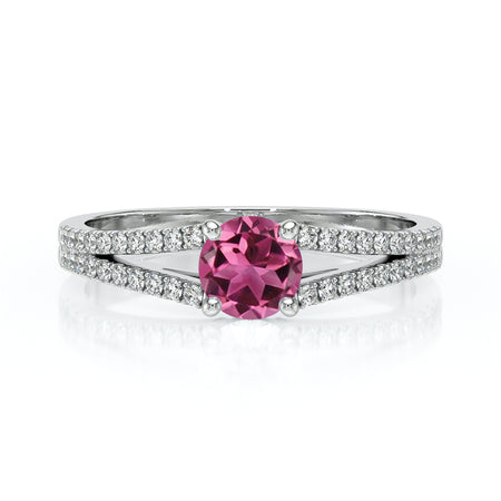 Solitaire accompagné tourmaline et diamant Divine Idylle - 8
