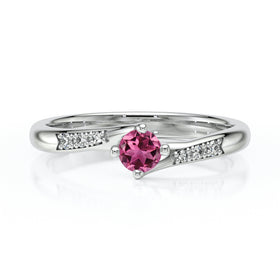 Solitaire accompagné tourmaline et diamant Fou de toi - 1
