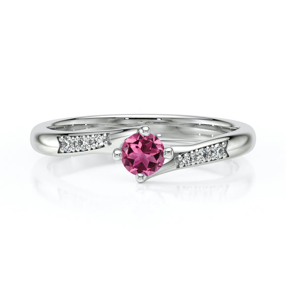 Solitaire accompagné tourmaline et diamant Fou de toi - 1