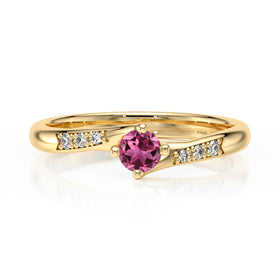 Solitaire accompagné tourmaline et diamant Fou de toi - 1