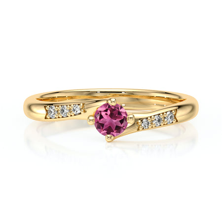 Solitaire accompagné tourmaline et diamant Fou de toi - 1