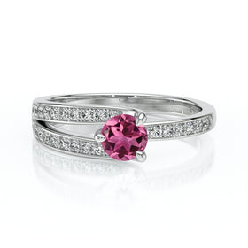 Solitaire accompagné tourmaline et diamant Fou de toi - 5