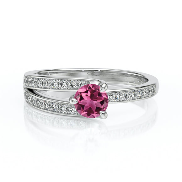 Solitaire accompagné tourmaline et diamant Fou de toi - 5