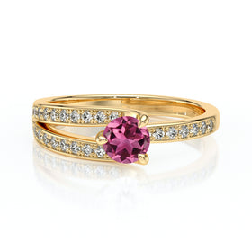 Solitaire accompagné tourmaline et diamant Fou de toi - 5