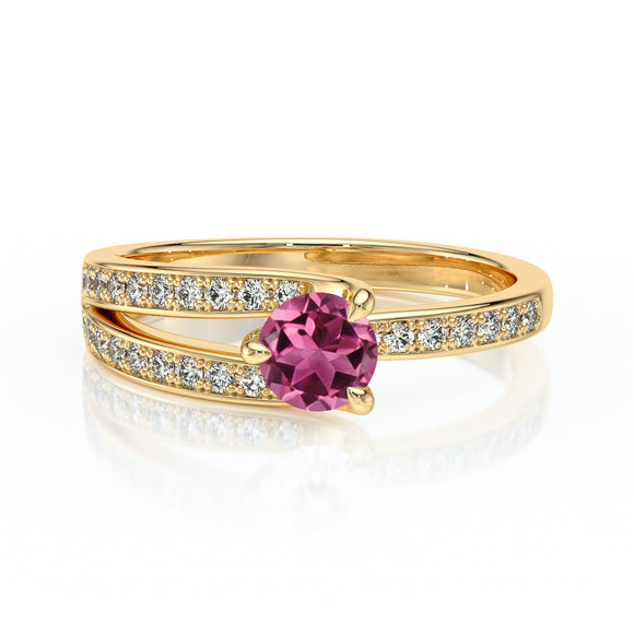 Solitaire accompagné tourmaline et diamant Fou de toi - 5