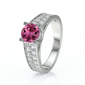 Solitaire accompagné tourmaline diamant Fou de toi - 2