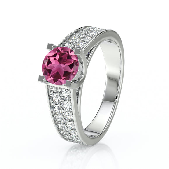Solitaire accompagné tourmaline diamant Fou de toi - 2