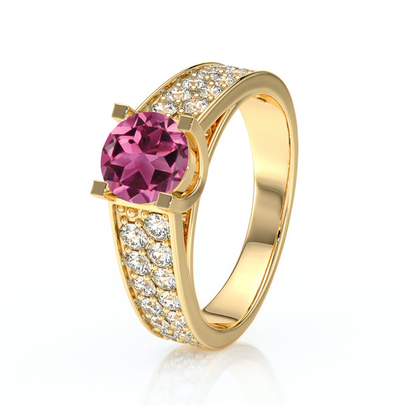 Solitaire accompagné tourmaline diamant Fou de toi - 2