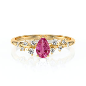 Solitaire accompagné tourmaline et diamant Pluie d'étoiles - 10