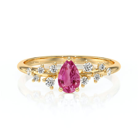 Solitaire accompagné tourmaline et diamant Pluie d'étoiles - 10