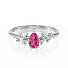 Solitaire accompagné tourmaline et diamant Pluie d'étoiles - 10