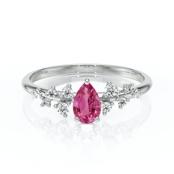 Solitaire accompagné tourmaline et diamant Pluie d'étoiles - 10