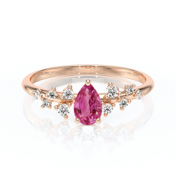 Solitaire accompagné tourmaline et diamant Pluie d'étoiles - 10