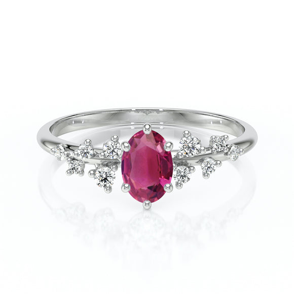 Solitaire accompagné tourmaline et diamant Pluie d'étoiles - 11