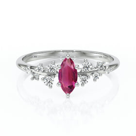 Solitaire accompagné tourmaline et diamant Pluie d'étoiles - 12