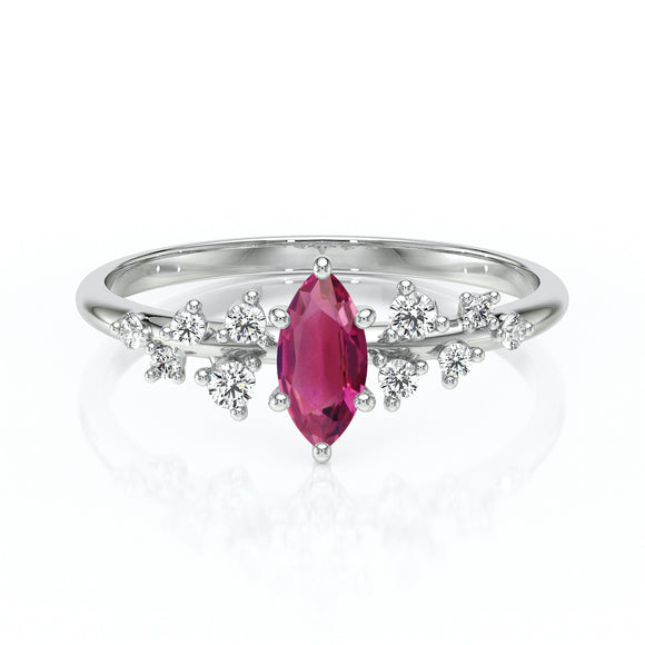 Solitaire accompagné tourmaline et diamant Pluie d'étoiles - 12