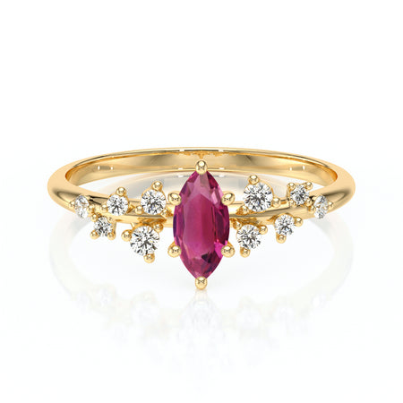 Solitaire accompagné tourmaline et diamant Pluie d'étoiles - 12