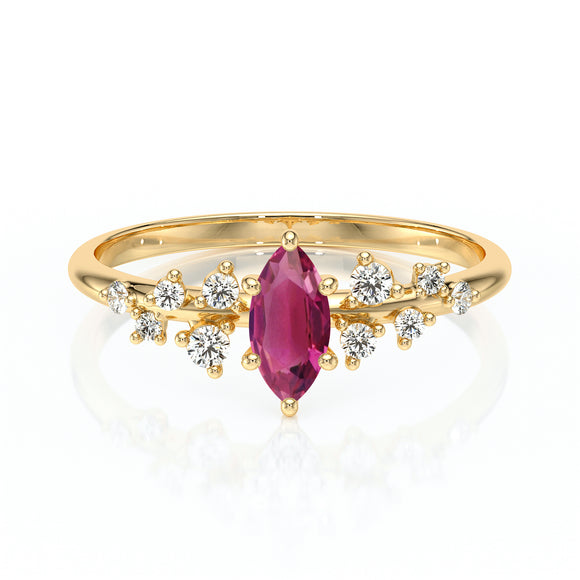 Solitaire accompagné tourmaline et diamant Pluie d'étoiles - 12