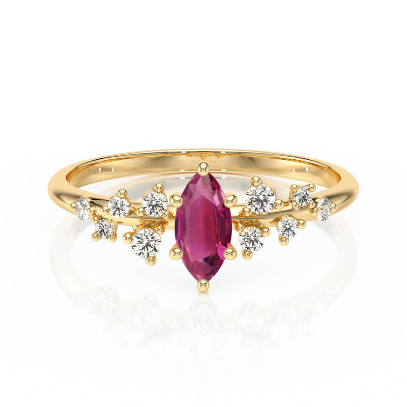 Solitaire accompagné tourmaline et diamant Pluie d'étoiles - 12