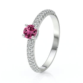 Solitaire accompagné tourmaline et diamant Pluie d'étoiles - 14