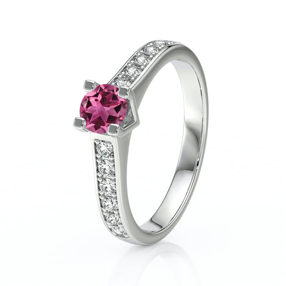 Solitaire accompagné tourmaline et diamant Pluie d’étoiles - 1