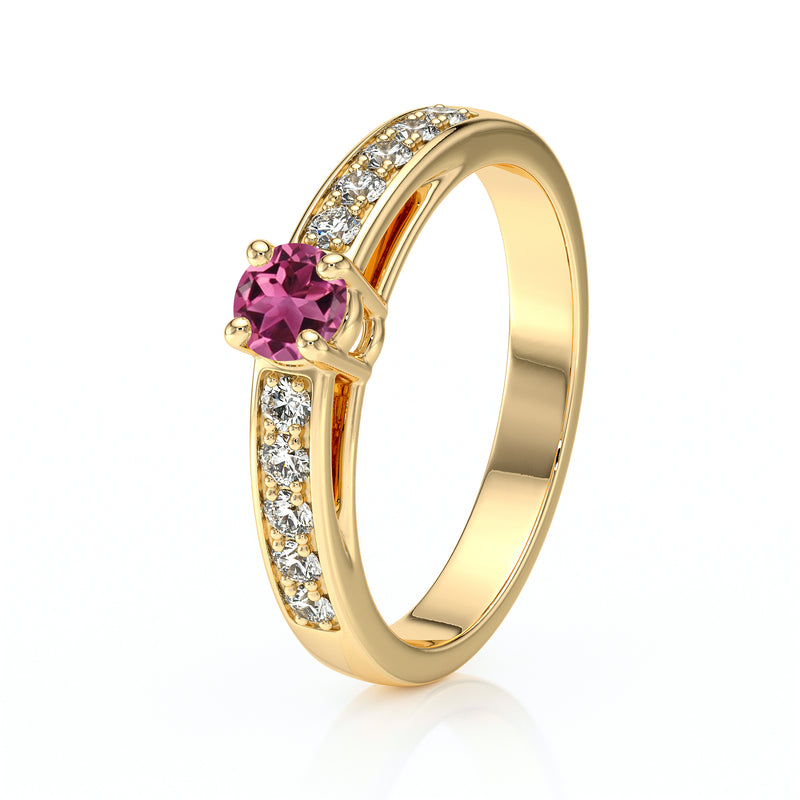 Solitaire accompagné tourmaline et diamant Pluie d’étoiles - 3