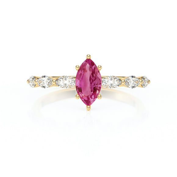 Solitaire accompagné tourmaline diamant Solstice - 1