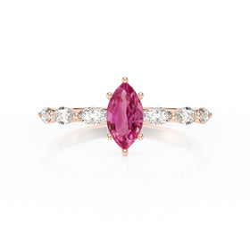 Solitaire accompagné tourmaline diamant Solstice - 1