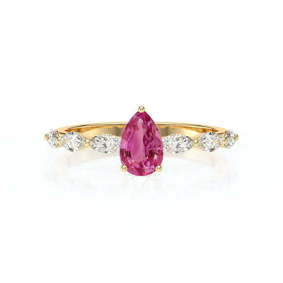 Solitaire accompagné tourmaline diamant Solstice - 3