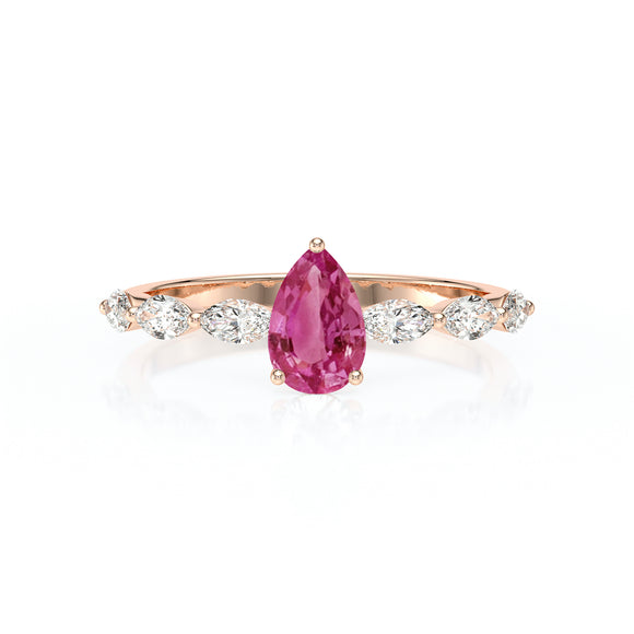 Solitaire accompagné tourmaline diamant Solstice - 3