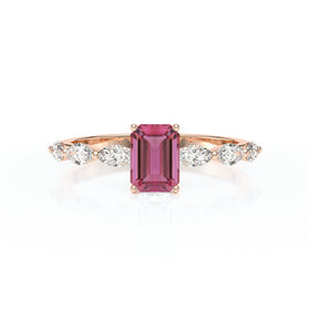 Solitaire accompagné tourmaline diamant Solstice - 4