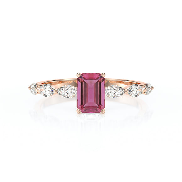 Solitaire accompagné tourmaline diamant Solstice - 4