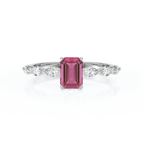 Solitaire accompagné tourmaline diamant Solstice - 4